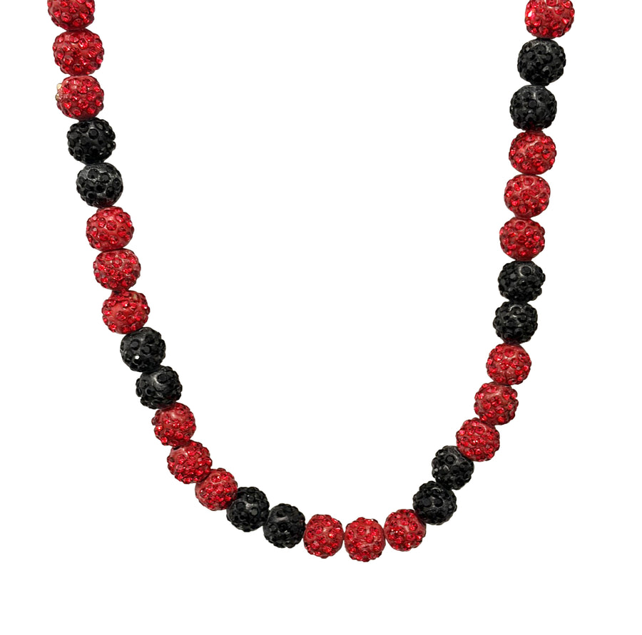 Alpha Drip Beaded Sports Necklace | Red & Black