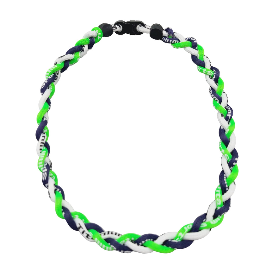Blaze Rope Sports Necklace | Neon Green, Blue & White