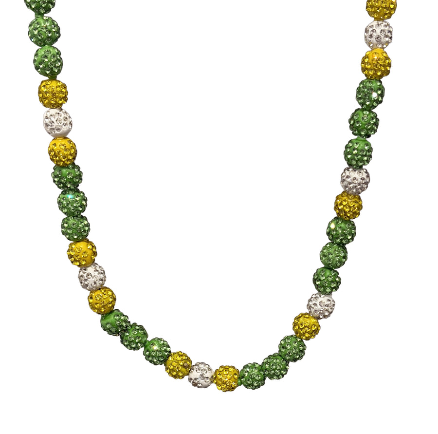 Gridiron Drip Beaded Sports Necklace | Green, Yellow & White