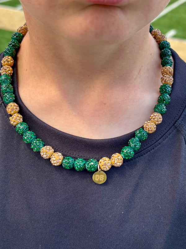 Mustang Drip - Green & Mustard Gold Team Spirit Necklace