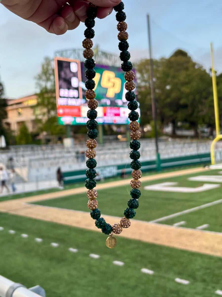 Mustang Drip - Green & Mustard Gold Team Spirit Necklace