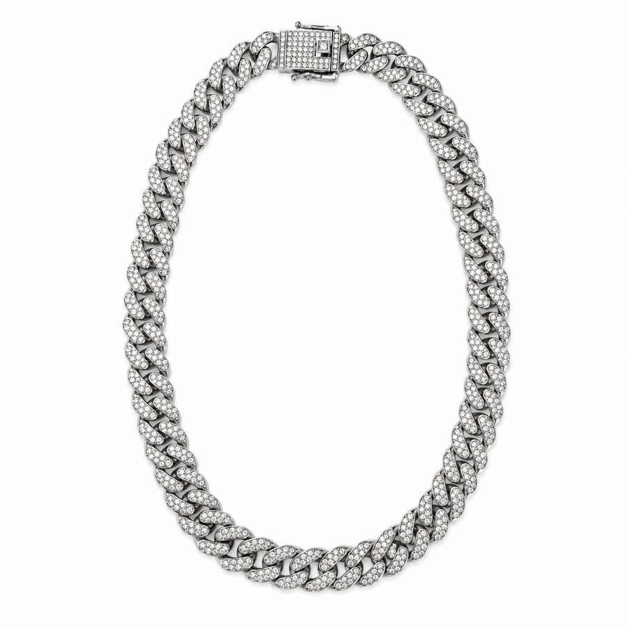 Ice Chain Necklace | Silver Iced-Out Sports Chain