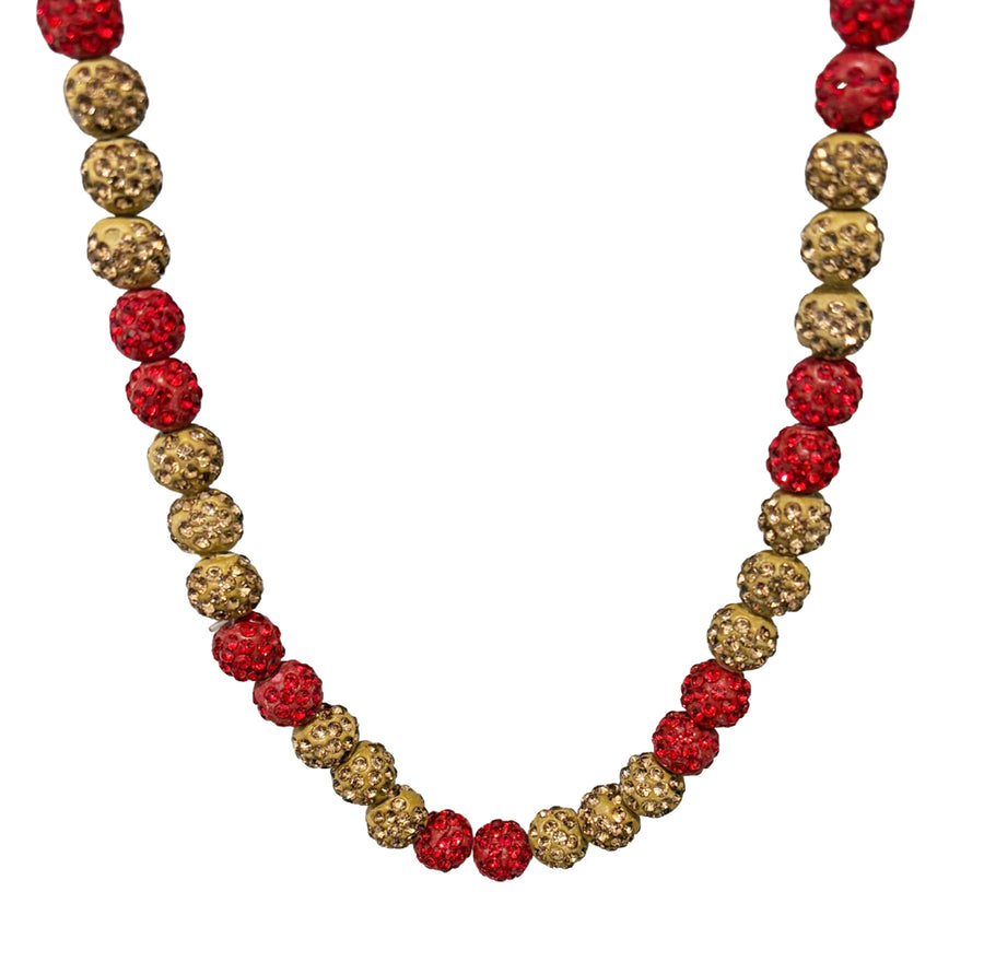 Inferno Drip Beaded Sports Necklace | Red & Gold