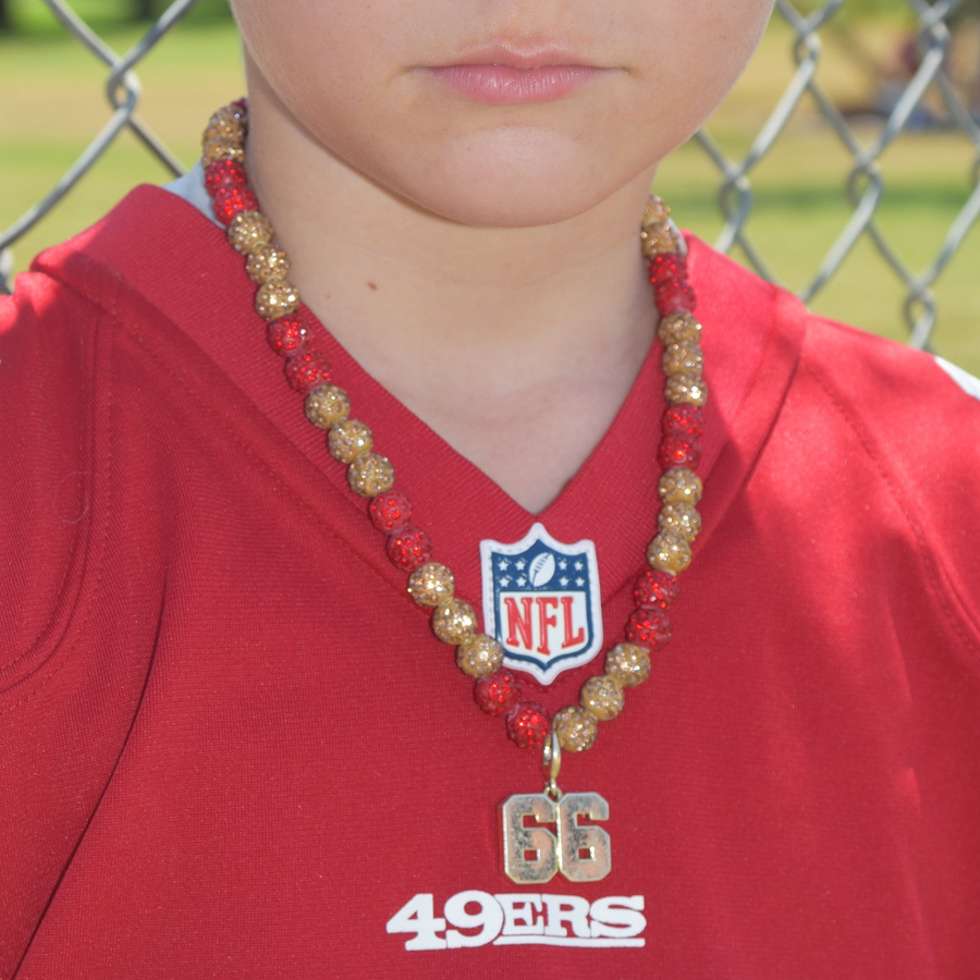 Inferno Drip Beaded Sports Necklace | Red & Gold