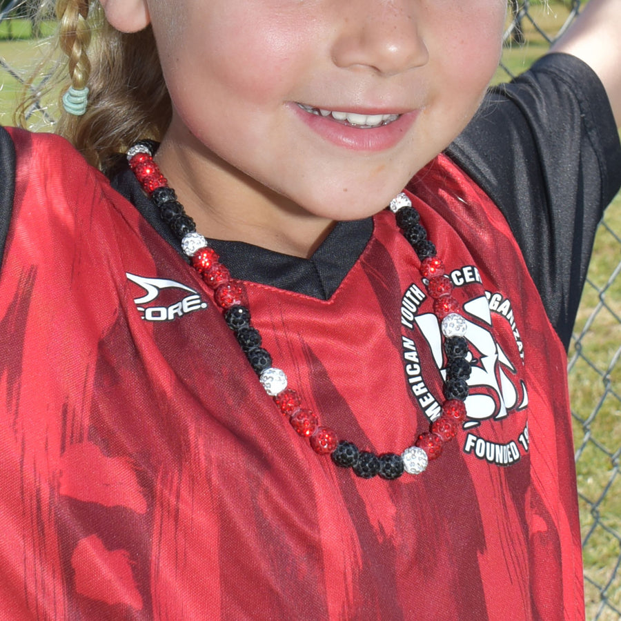 Momentum Drip Beaded Sports Necklace | Red, Black & White