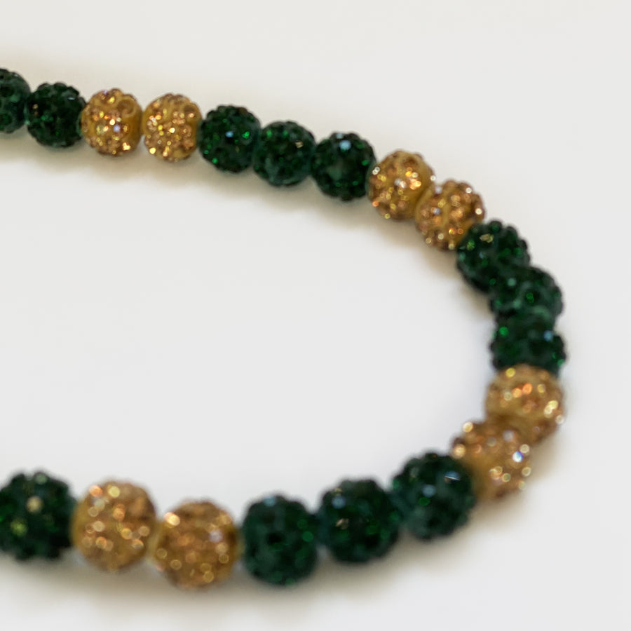 Mustang Drip - Green & Mustard Gold Team Spirit Necklace