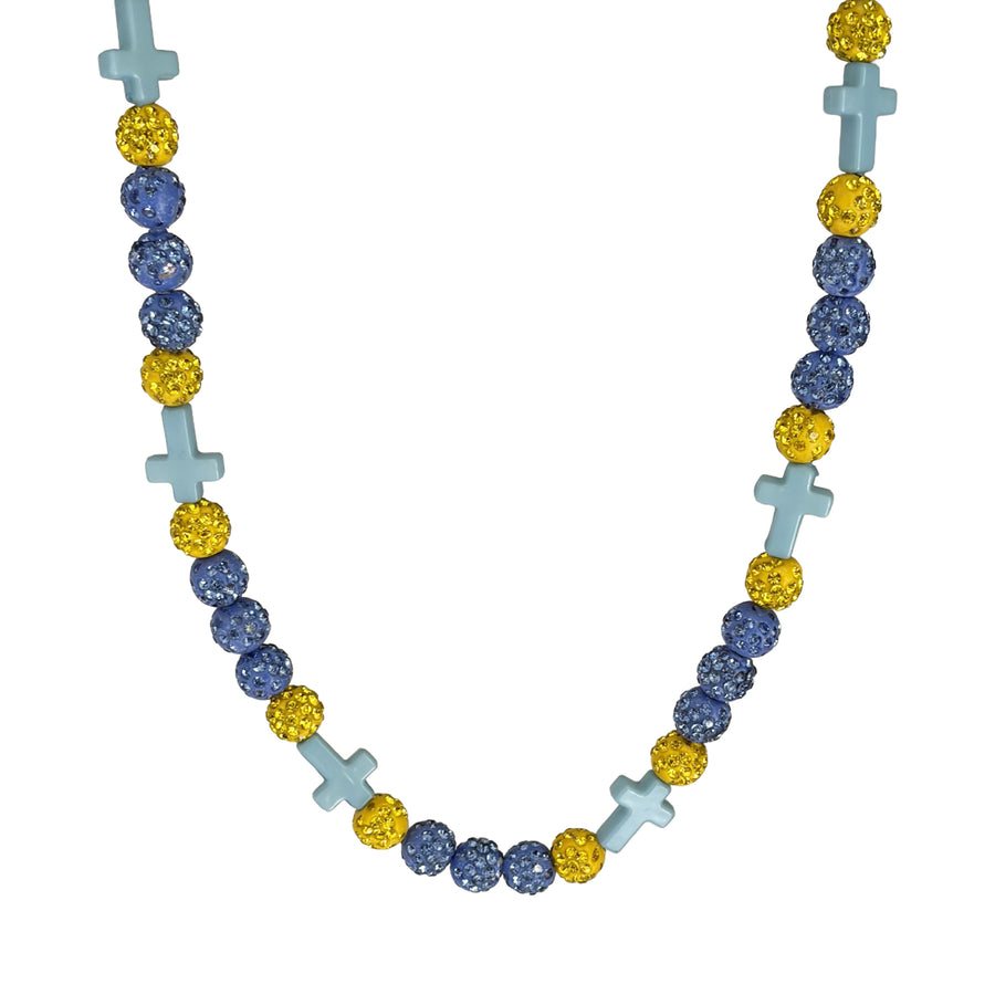 Beacon Faith Drip Beaded Sports Necklace | Light Blue, Gold & Lavender