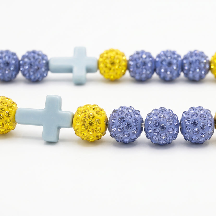 Beacon Faith Drip Beaded Sports Necklace | Light Blue, Gold & Lavender