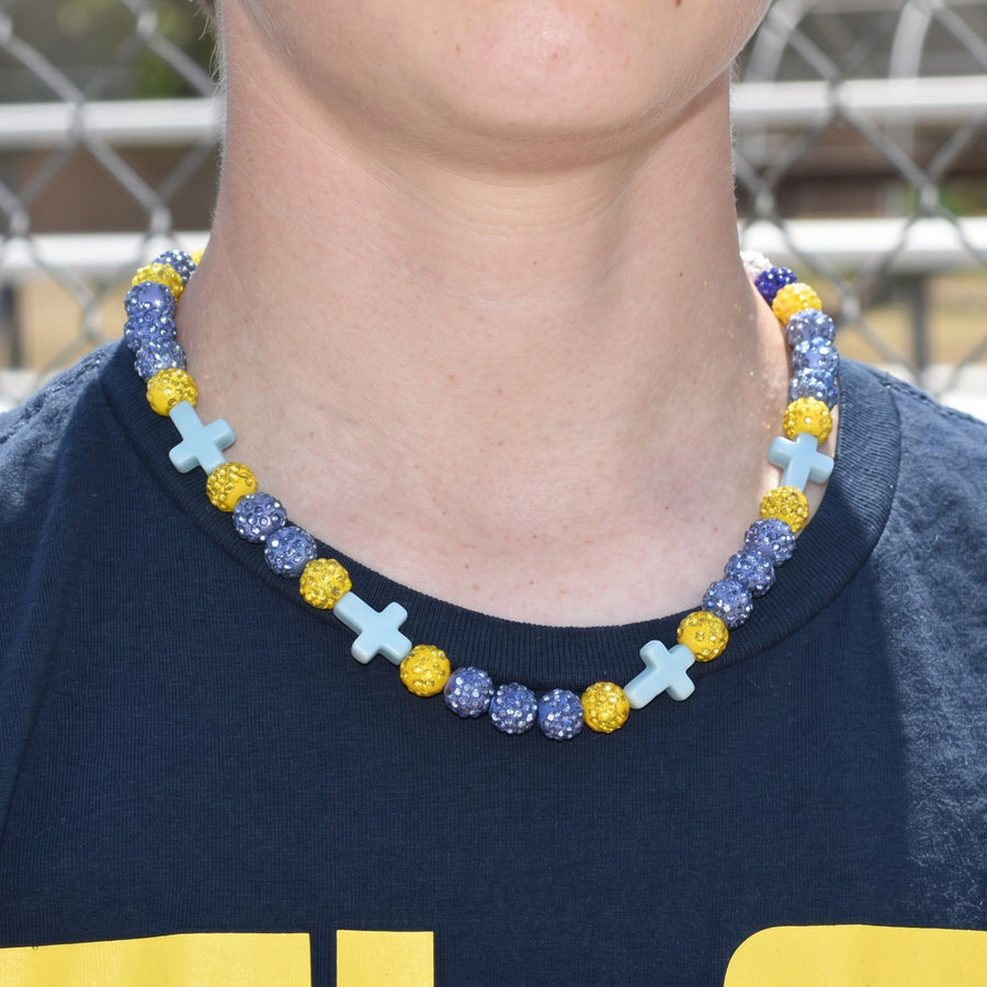 Beacon Faith Drip Beaded Sports Necklace | Light Blue, Gold & Lavender