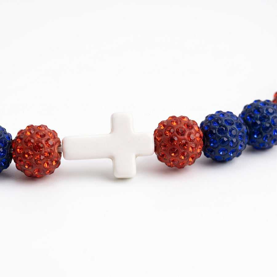 Honor Faith Drip Beaded Sports Necklace | Red, White & Blue