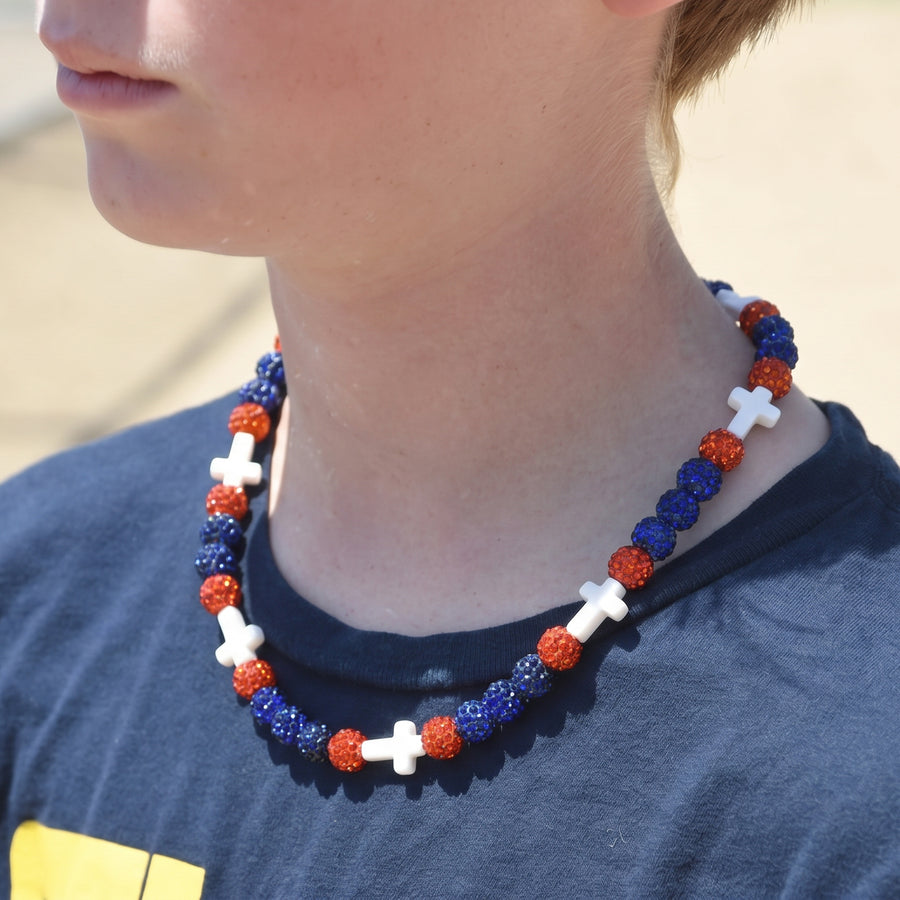 Honor Faith Drip Beaded Sports Necklace | Red, White & Blue