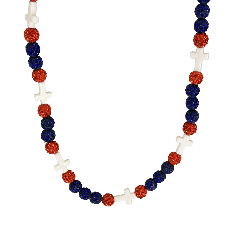Honor Faith Drip Beaded Sports Necklace | Red, White & Blue