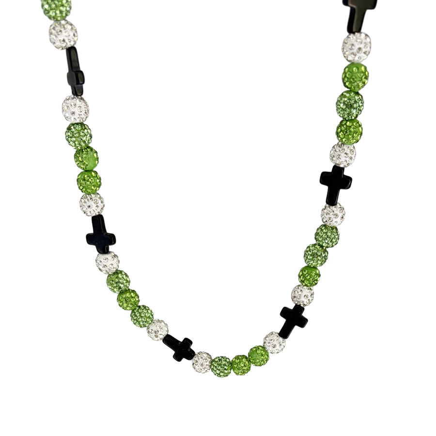 Valor Faith Drip Beaded Sports Necklace | Green, White & Black