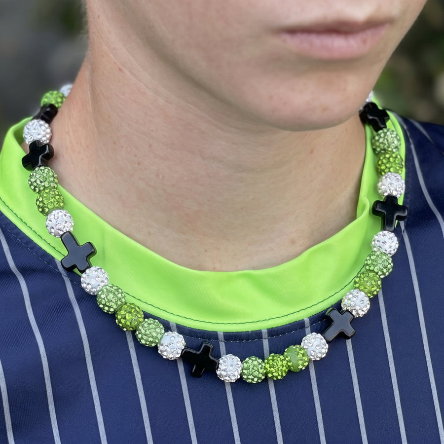 Valor Faith Drip Beaded Sports Necklace | Green, White & Black
