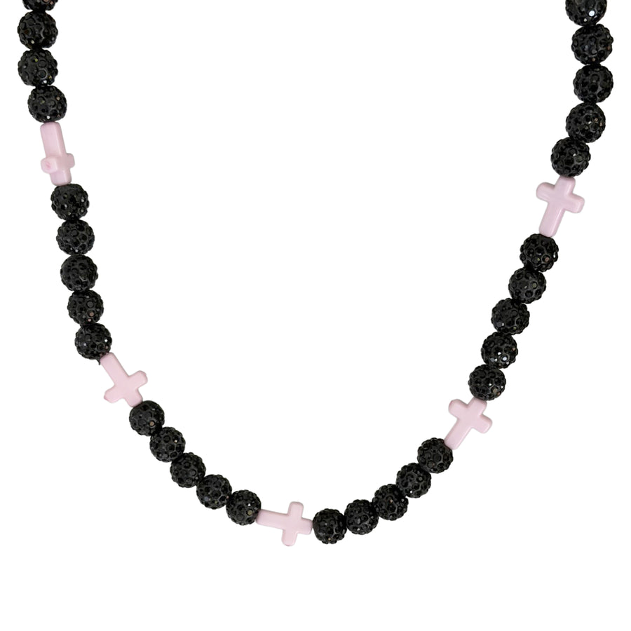 Haven  Faith Drip Beaded Sports Necklace | Black & White