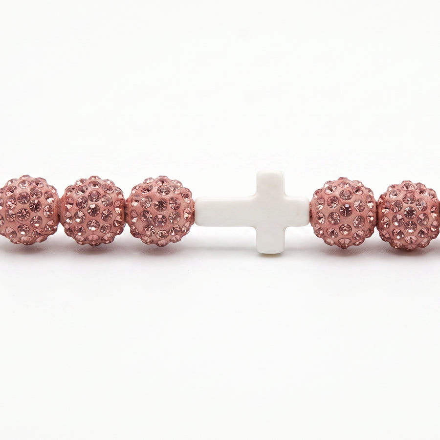 Hope Faith Drip Beaded Sports Necklace | Pink & White