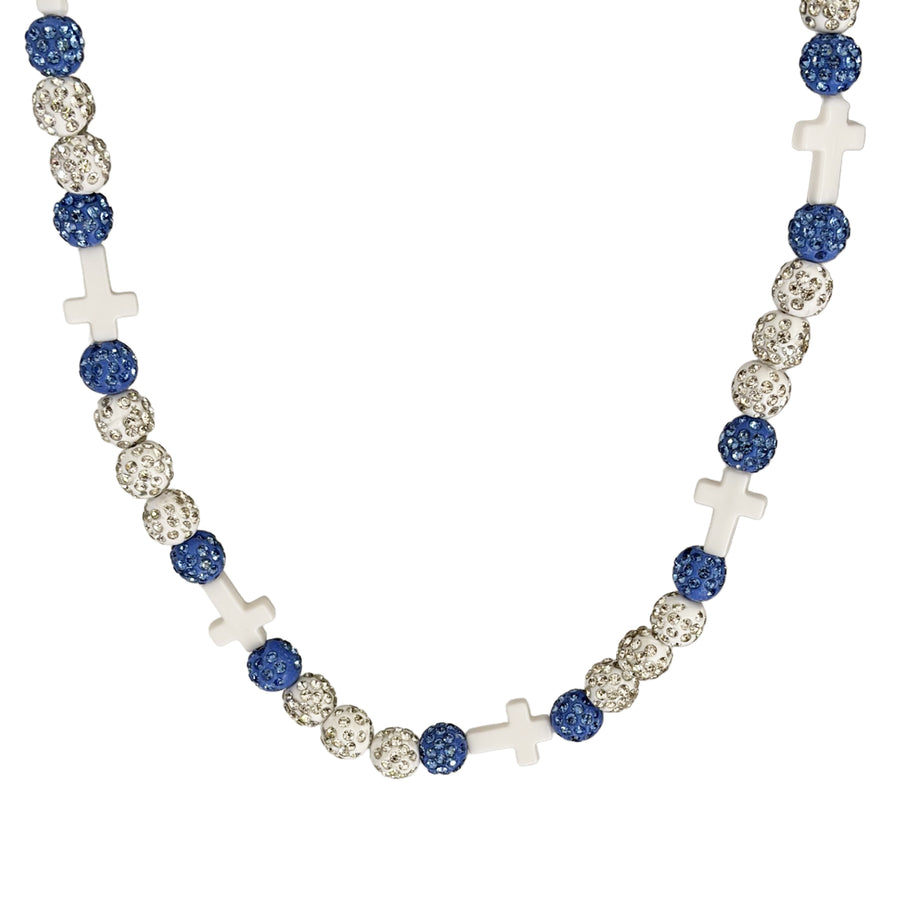 Ascent Faith Drip Beaded Sports Necklace | Light Blue & White