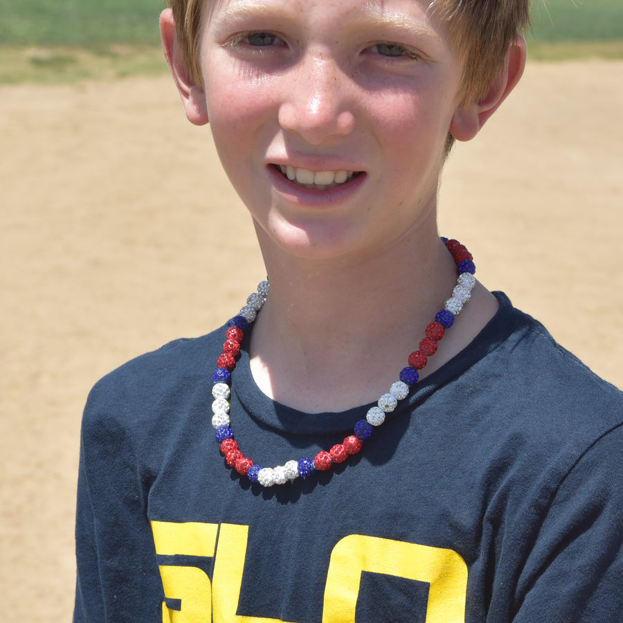 Patriotic Drip - Red, White and Blue Team Spirit Necklace
