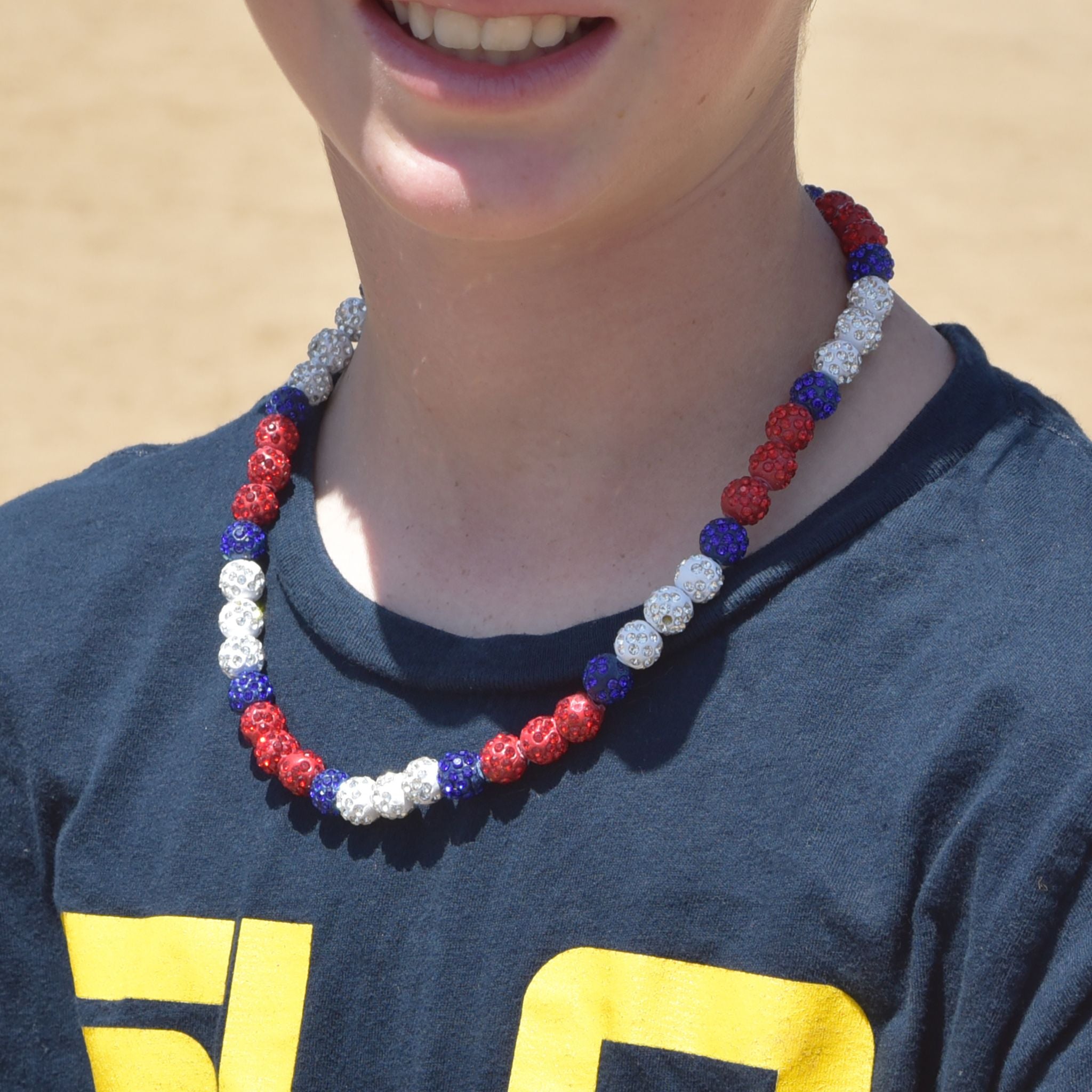 Red, White & Blue Kids Sports Necklace | Baseball Necklace for