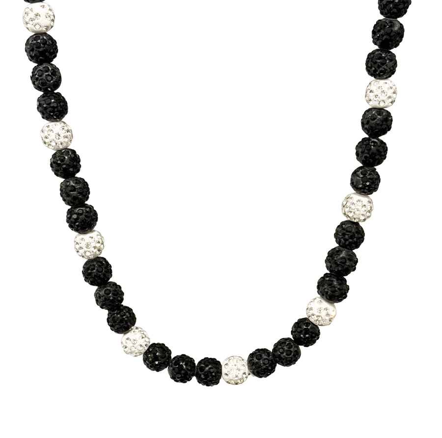 Shadow Drip Beaded  Sports Necklace | Black & White