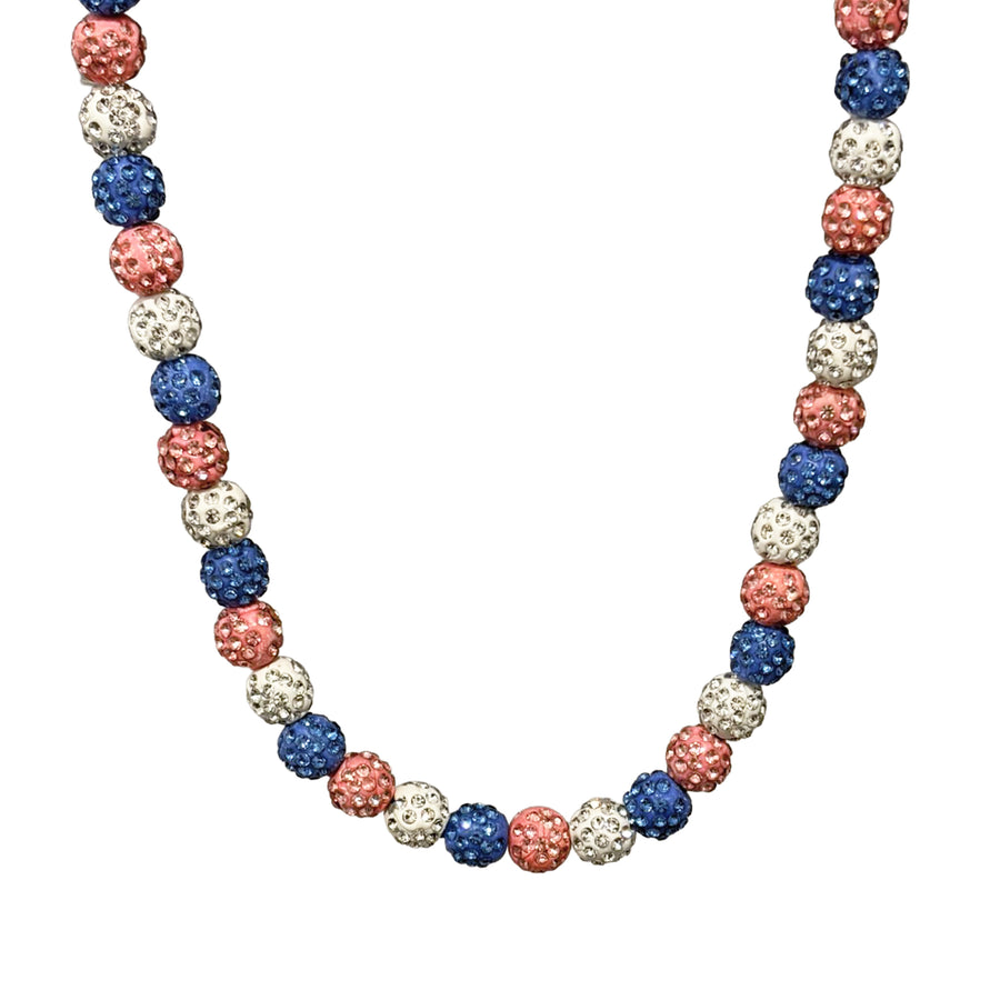 Sky Drip Beaded Sports Necklace | Light Blue, Pink & White