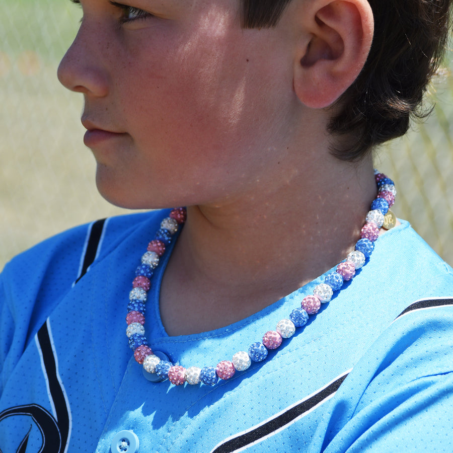 Sky Drip – Light Blue, Pink & White Team Spirit Necklace