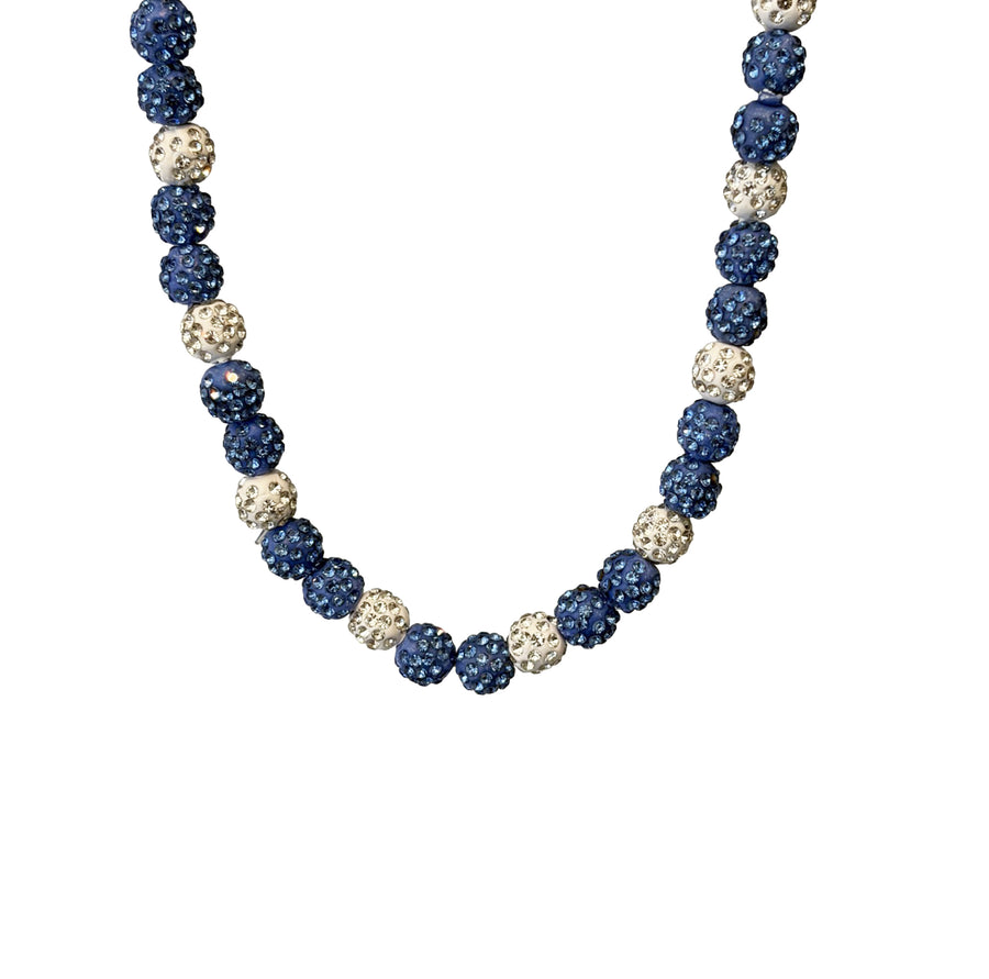Storm Drip Beaded Sports Necklace | Light Blue & White