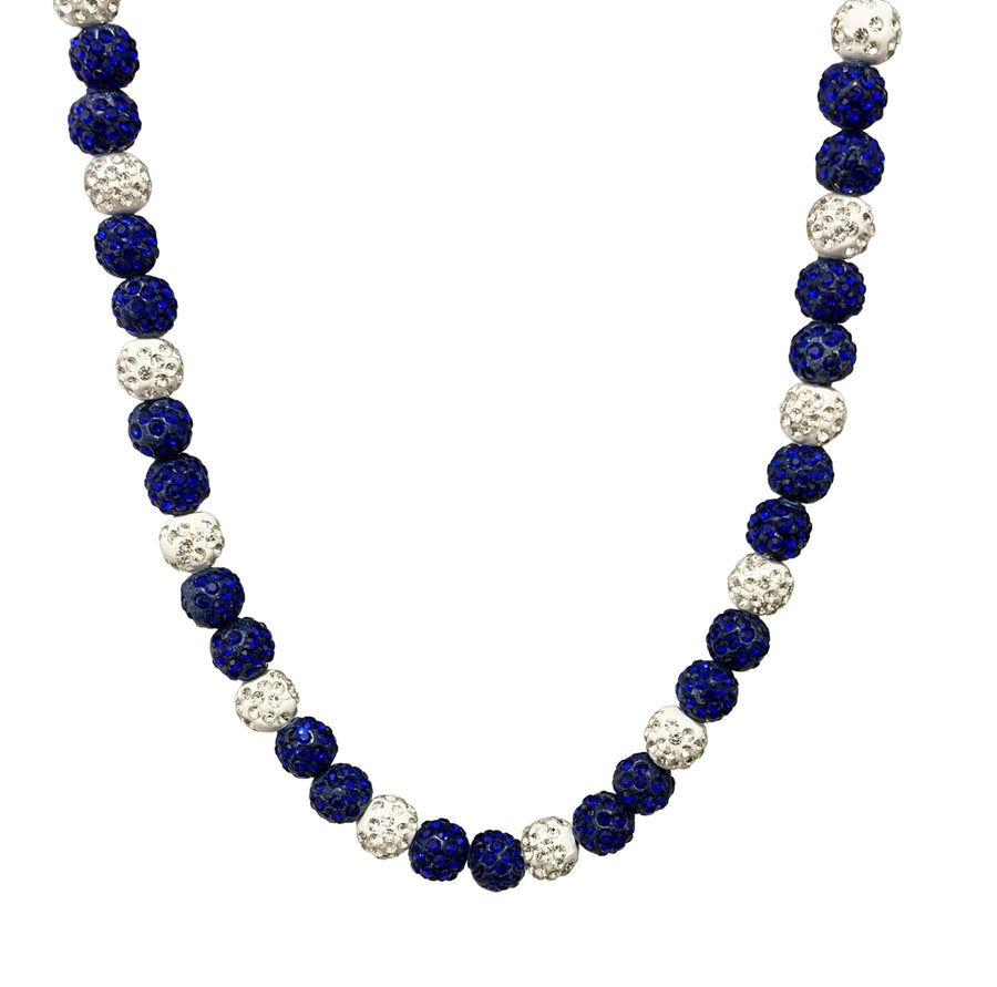 Victory Drip Beaded Sports Necklace | Blue & White