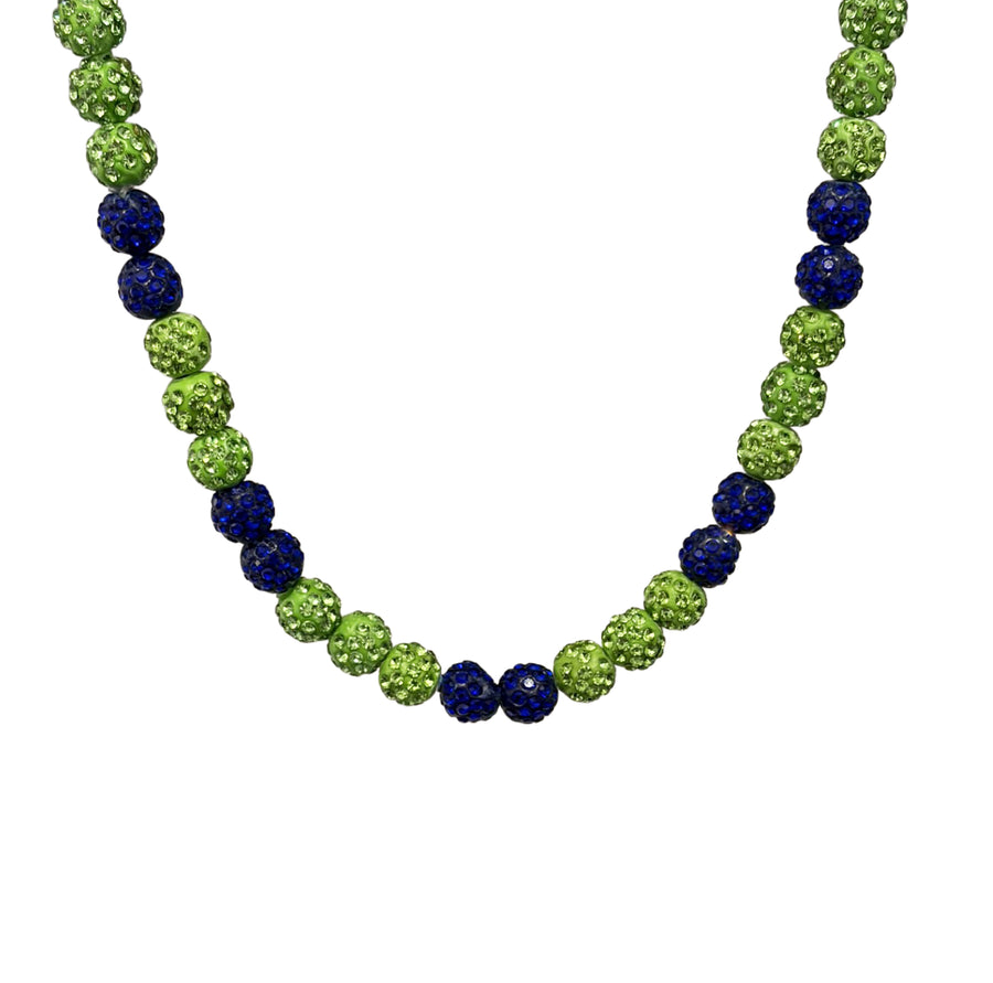 Voltage Drip Beaded Sports Necklace | Neon Green & Blue