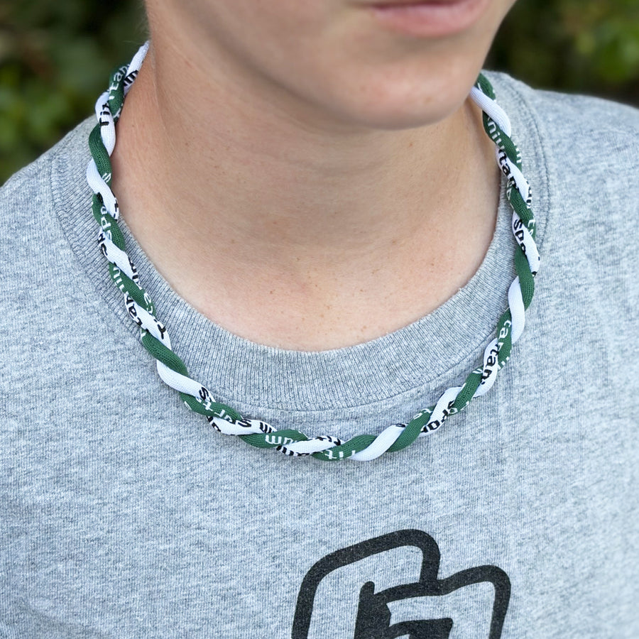 Viper Rope Sports Necklace | Dark Green & White