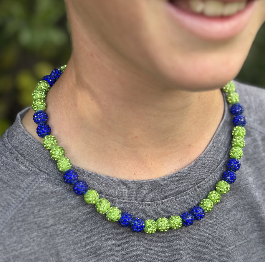 Voltage Drip Beaded Sports Necklace | Neon Green & Blue