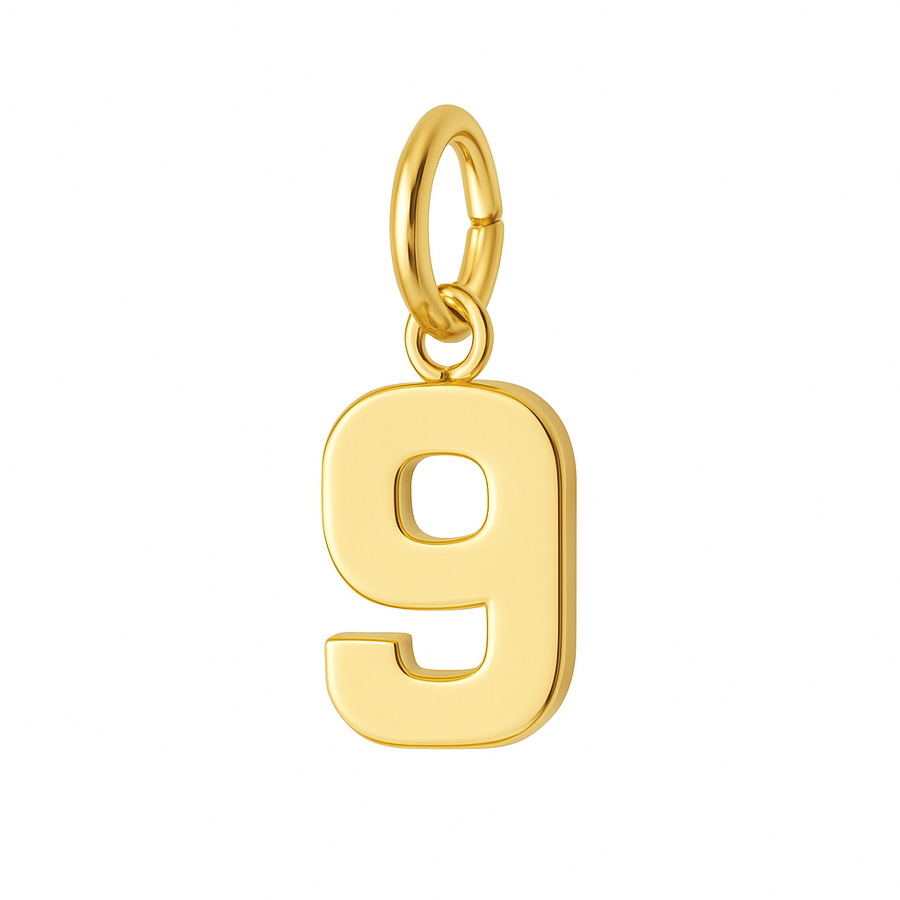 Drip Digits - Gold Number Pendant