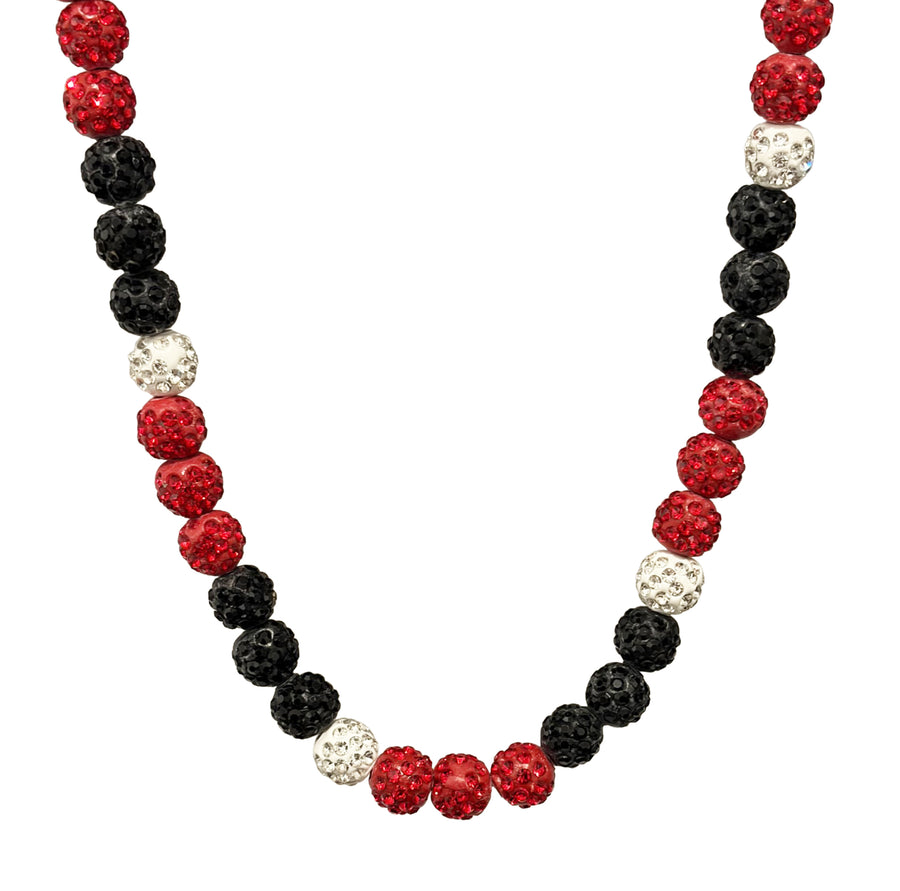 Momentum Drip Beaded Sports Necklace | Red, Black & White